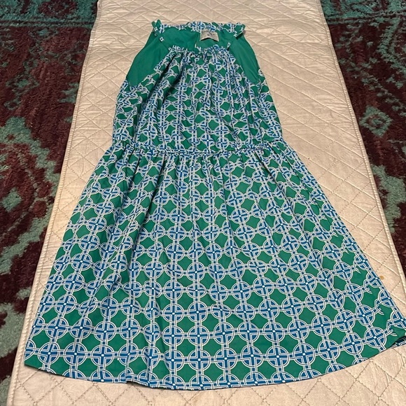 Green mosaic print halter mini dress - Picture 1 of 4